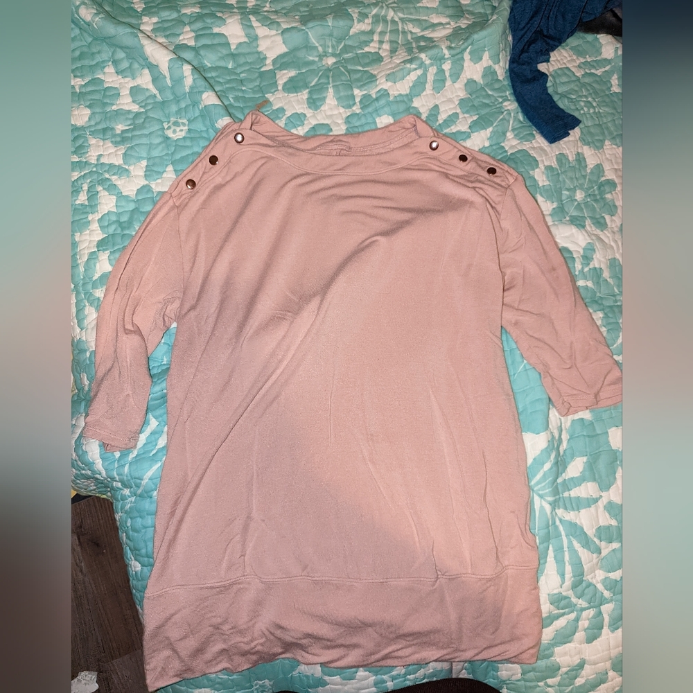 Isabel maternity pink button long blouse